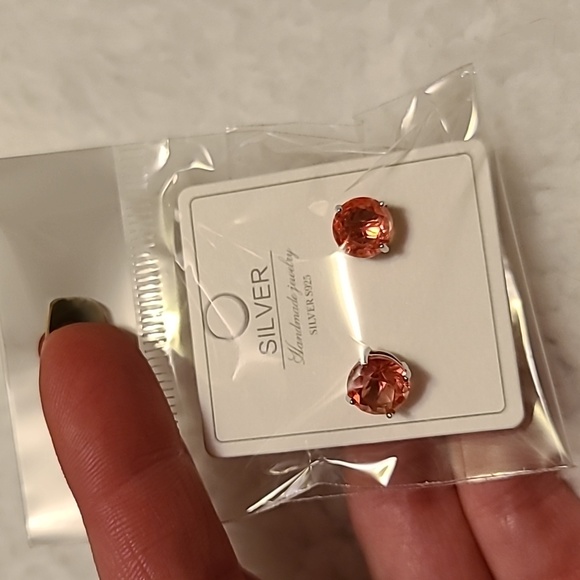Jewelry - Sterling Silver Tourmaline Studs Pink/Coral NIP 8mm